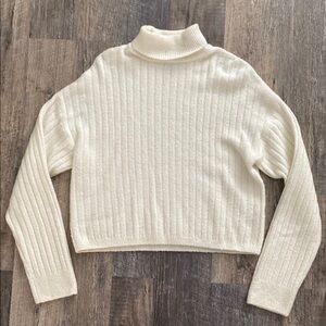 ASOS Cream Ribbed Turtleneck Sweater